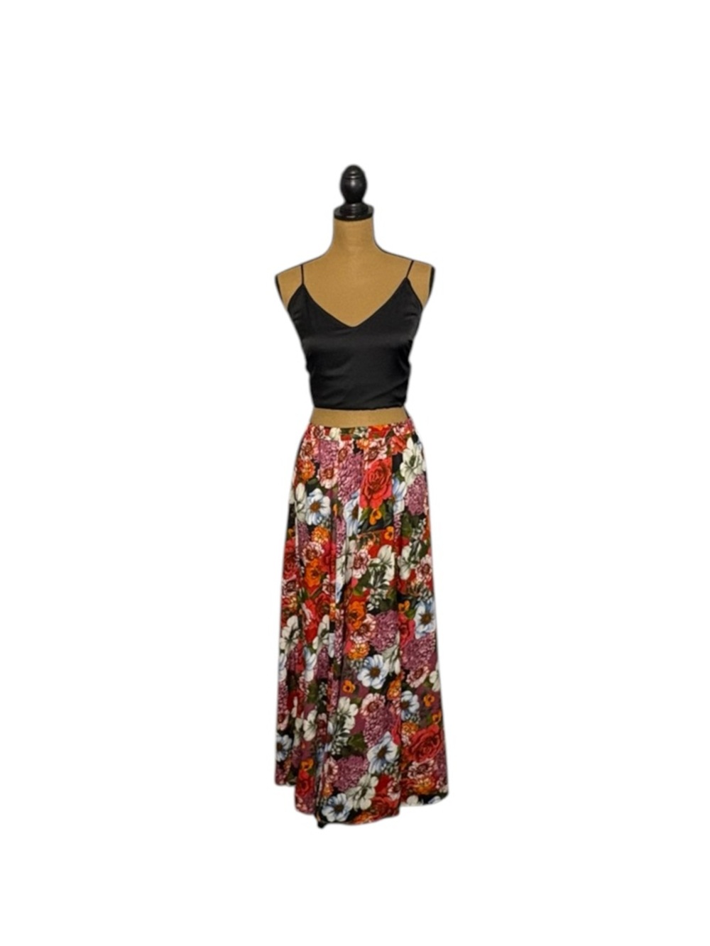 Mix Nouveau Floral Maxi Skirt XL Boho Cottagecore A-Line Elastic Waist